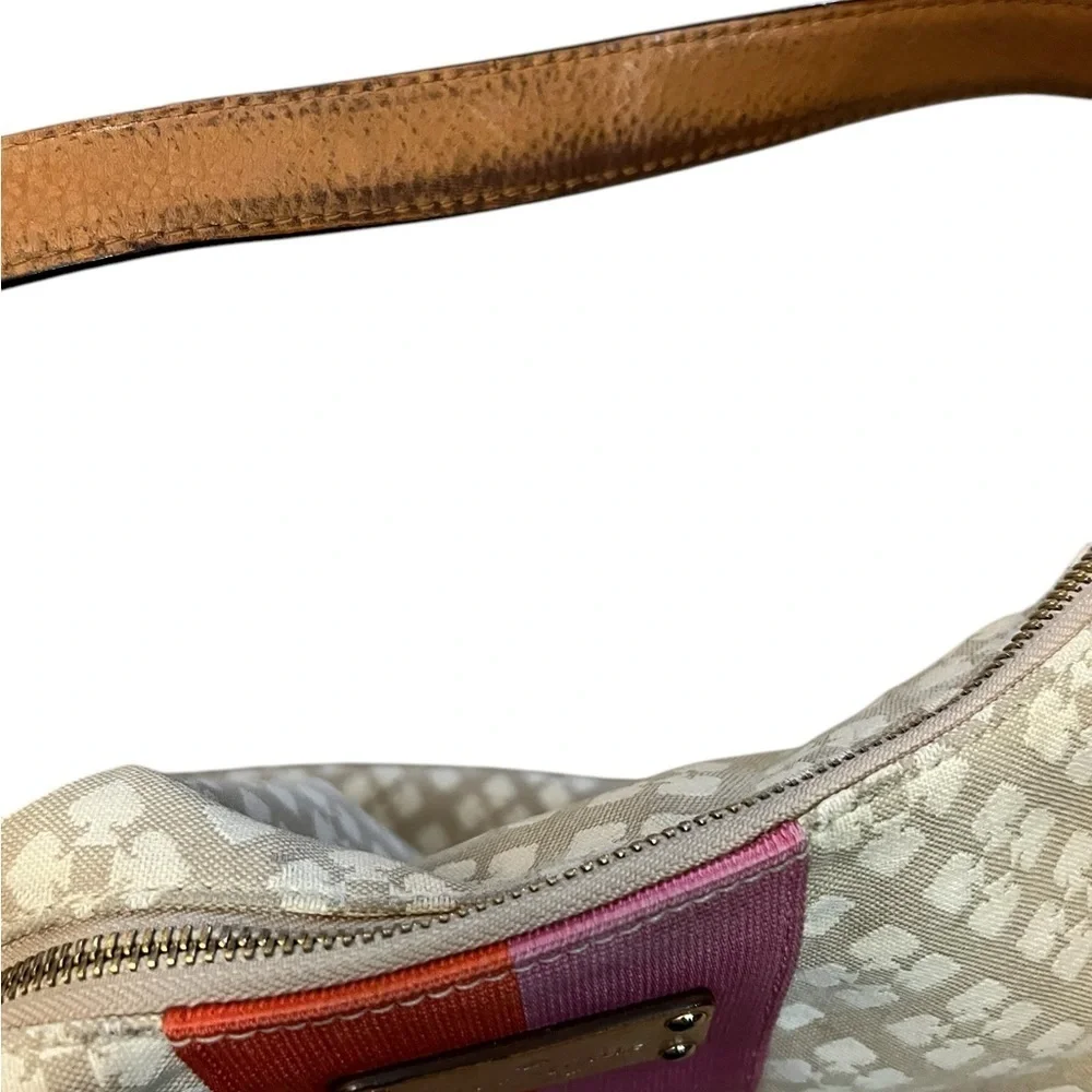 KATE SPADE NY Trademark Spade Canvas Leather & Ribbon Trim Hobo Shoulder Bag